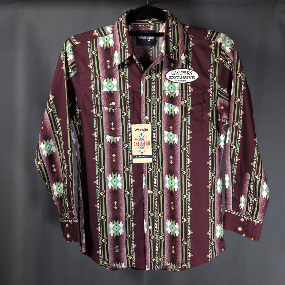 NWT Wrangler Boys Checotah Long Sleeve Western Pearl Snap Cowboy Shirt Youth Lg